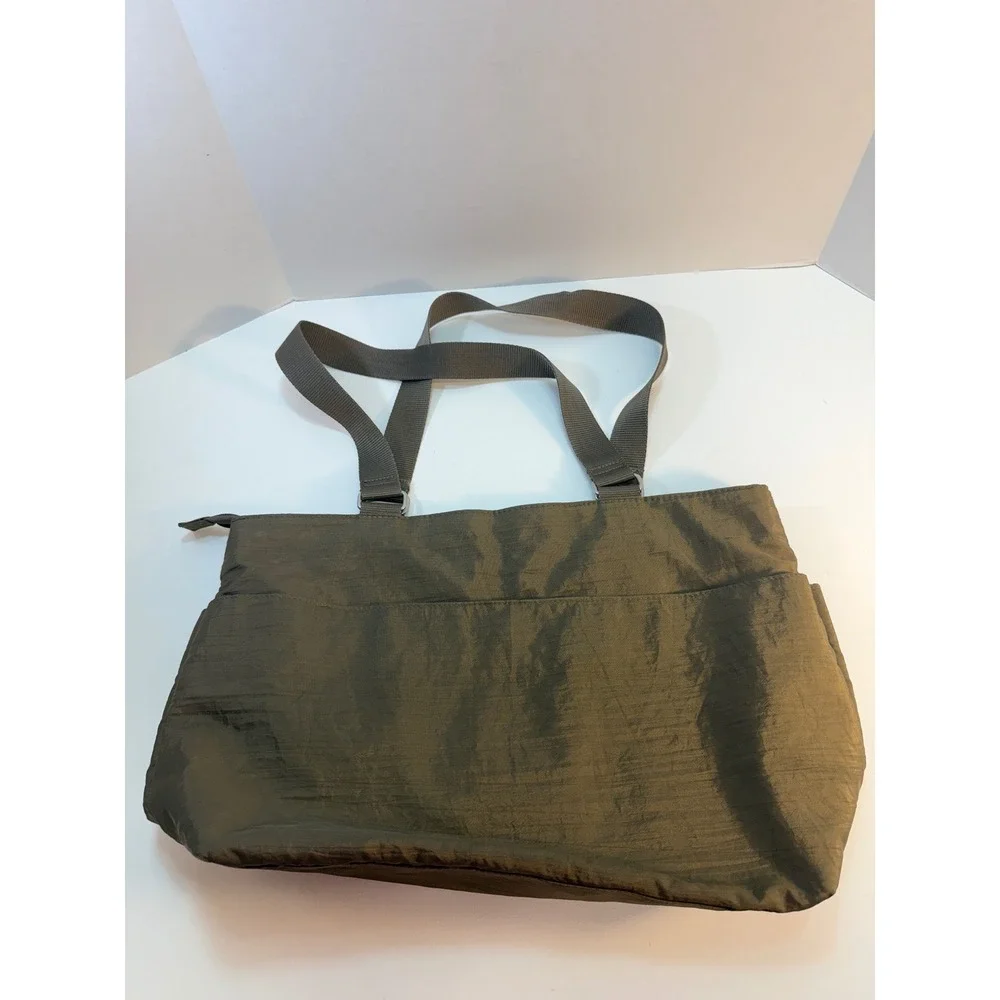 Baggallini Tote Brown Nylon Multi Pocket Everyday Shoulder Bag Purse Travel